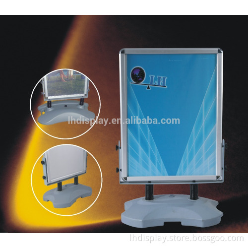 Full steel poster frame stand with base filled water